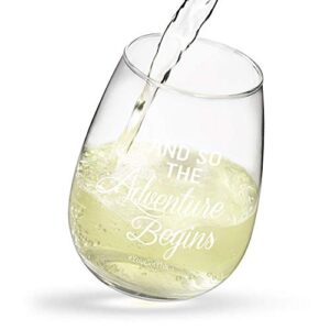 And So The Adventure Begins You Got This - Funny Wine Glass 15 Oz - Graduation Gifts, Going Away Gifts, New Journey Gifts, Job Change Gifts for Women Men BFF Friends Sister Coworkers Teacher Nurse