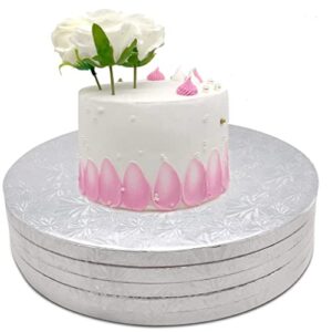 Drum Cake silver 12 inch Round Board, 5 - packs for Heavy Or Multi-Tiered Cakes and a surprise gift. Professional smooth straight edges Cake Board 1/2 polegada thick.