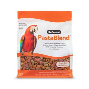 zupreem pastablend bird smart pellets food for large birds, 3 lb bag - made in the usa, daily nutrition, essential vitamins, minerals, for amazons, macaws, cockatoos