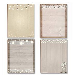 stonehouse collection rustic notepads - usa made to do list notepad, multi-purpose cute stationary, home office supplies, pretty notebook, 4 assorted design notepads 4.25 x 5.5 inches each, rustic