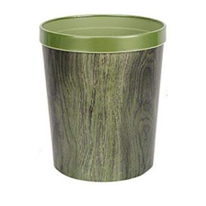cololy 12l trash can durable garbage can waste basket with wood-grain european style wastebin for bathroom, bedroom, office (green)