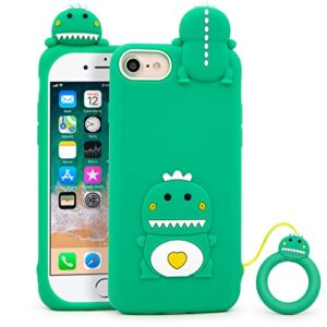 megantree iphone se 2022 case, cute iphone se 2020 case, dinosaur iphone 7 case, iphone 8 case, animal iphone 6s case, funny iphone 6 case, 3d cartoon soft silicone cover skin for girls boy kids women