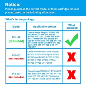 LCL Compatible Ink Cartridge Replacement for Canon PFI107 PFI-107 PFI-107MBK PFI-107BK PFI-107C PFI-107M PFI-107Y 6704B001 6705B001 6706B001 6707B001 6708B001 (5-Pack KCMYMBK)