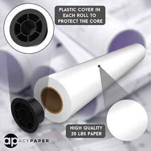 ACYPAPER Plotter Paper 36 x 150, CAD Paper Rolls, 20 lb. Bond Paper on 2" Core for CAD Printing on Wide Format Ink Jet Printers, 4 Rolls per Box. Premium Quality