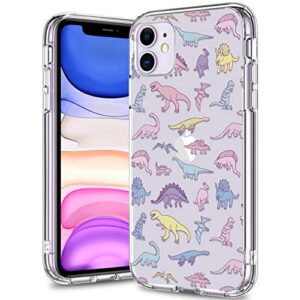 bicol iphone 11 case clear with design for girls women,12ft drop tested,military grade shockproof,slip resistant slim fit protective phone case for apple iphone 11 6.1 inch 2019 dinosaurs