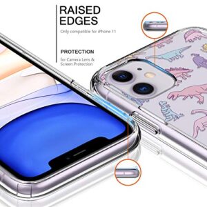 BICOL iPhone 11 Case Clear with Design for Girls Women,12ft Drop Tested,Military Grade Shockproof,Slip Resistant Slim Fit Protective Phone Case for Apple iPhone 11 6.1 inch 2019 Dinosaurs