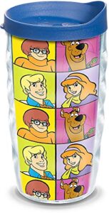 tervis warner brothers - scooby-doo crew insulated tumbler with wrap and blue lid, 10oz wavy, clear