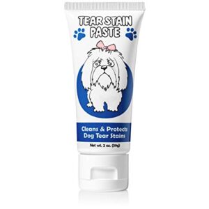 squishface tear stain paste - cleans dog tear stains - 2 oz, great for long hair dogs such as poodles, terriers and maltese