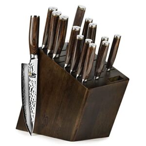 shun premier 15-piece knife block set