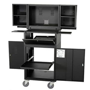 mobile fold-out computer security cabinet, unassembled, black, 24-1/2"w x 22-1/2"d x 61-1/2"h