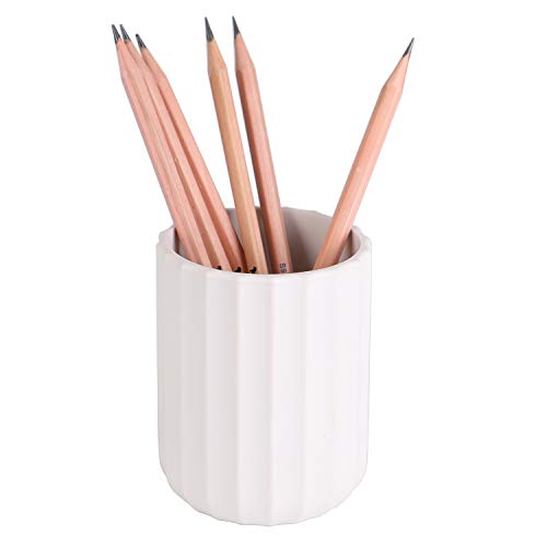 YOSCO Silicone Pencil Holder Round Pen Cup for Desk Cute Office Desktop Stationery Organizer Makeup Brush Holder (White)