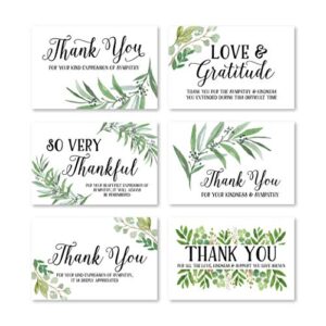 24 foliage sympathy thank you cards with envelopes, greenery bereavement funeral thank you note, condolence gratitude supplies, boho personalized religious military memorial with message stationery