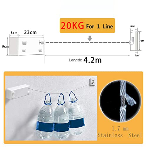 JOOM Retractable Clothesline Indoor Double Clothes Lines retracting | Heavy Duty for Drying Laundry line Outdoor|Wall Mounted Stainless Steel 13.8Feet Two line (White)