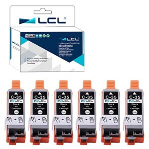 lcl compatible ink cartridge replacement for canon pgi-35 pgi35 1509b002 pixma ip100b pixma ip100 pixma ip110 pixma mini260 pixma mini320 tr150 (6-pack black)