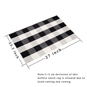 CHICHIC 23.2x37 Inch Buffalo Plaid Check Rug Area Rug Fall Decor Doormat Checkered Floor Mat Welcome Layered Mat Indoor for Door Porch Kitchen Farmhouse Entryway Bathroom Carpet Bedroom, Black White