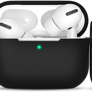 SATLITOG for AirPods Pro(2nd/1st Generation), Protective Silicone Case with Keychain Compatible with Apple AirPods Pro(2022/2019) (Front LED Visible) - Black