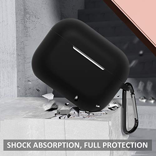 SATLITOG for AirPods Pro(2nd/1st Generation), Protective Silicone Case with Keychain Compatible with Apple AirPods Pro(2022/2019) (Front LED Visible) - Black