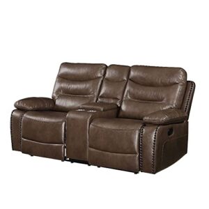 acme furniture aashi love seats, brown