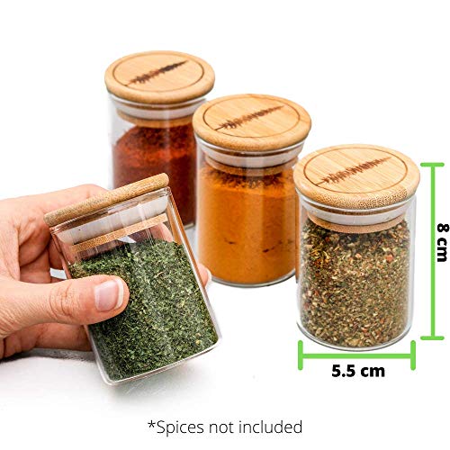 HighTree 5oz Glass Jars with Bamboo Lids and Airtight Silicone Seal, 150ml Spice Jars with Wood Lids (4 Pack)