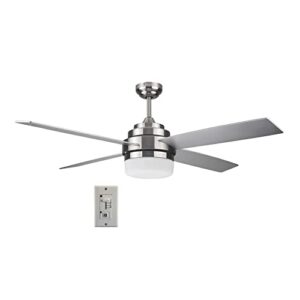 design house 157354 cali 52-inch contemporary indoor ceiling fan with led light kit, wall control, brushed nickel
