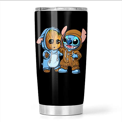 Baby Groot And Stitch Stainless Steel Tumbler 20oz Travel Mug