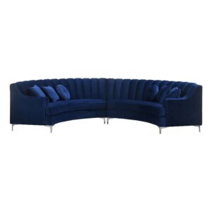 legend vansen velvet sofa for living room oversized round shape sectional, 142" l x 31" d x 36" h, navy blue