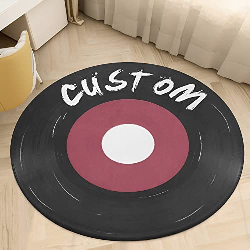 Personalized Your Own Area Rug, Customized Photo Text Carpets, Custom Soft Flannel Door Mats Decorative Home Garden Office Entry Welcome Rug (Circular - 23.6 in)