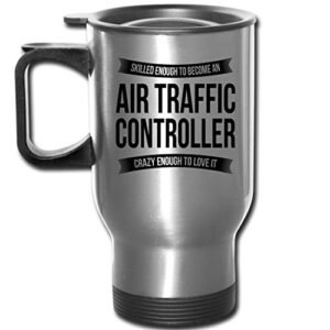 shirt luv air traffic controller travel mug gifts - funny appreciation thank you for men women new job 14 oz mug silver