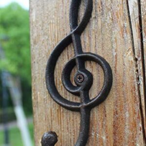 Run 2 Pieces American Rural Retro Cast Iron Musical Note Hook Wall Hanging Coat Hat Decorative Single Hook (2)