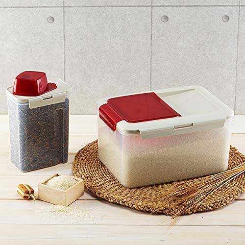 Komax Rice Container – Dry Food Storage Containers – BPA-Free Plastic Containers for Rice & Grain Storage – Rice Dispenser w/Lid & Measuring Scoop – Dishwasher Safe Food Containers (Set of 2)