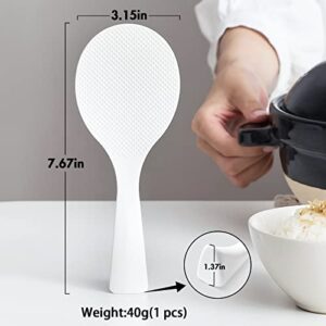 2 Pcs Plastic Rice Paddle,Non Stick Standing Rice Spoon Scooper Spatula,Heat Resistant Rice Cooker Spoon (White)
