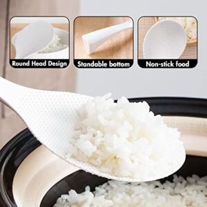 2 Pcs Plastic Rice Paddle,Non Stick Standing Rice Spoon Scooper Spatula,Heat Resistant Rice Cooker Spoon (White)
