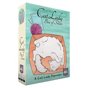 cat lady box of treats expansion - card game, collect and rescue cats and strays, family fun, cute art, 2 to 4 players, 30 minute play time, for ages 14 and up, alderac entertainment group (aeg)