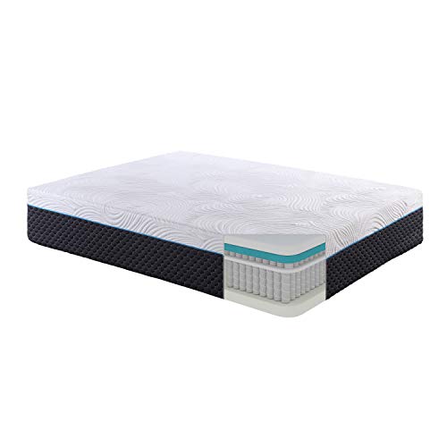 Lexicon Cradle 14-Inch Latex Microcoil Hybrid Mattress, Queen, White