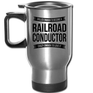 shirt luv railroad conductor travel mug gifts - funny appreciation thank you for men women new job 14 oz mug silver