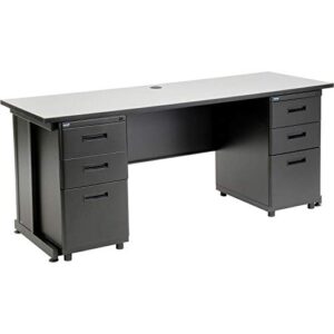 nexel interion office desk with 6 drawers - 72" x 24" - gray