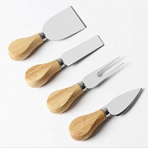 baby bells cheese knives with wood handle steel stainless cheese slicer cheese cutter，4 pcs travel cheese knives set(4 pcs)