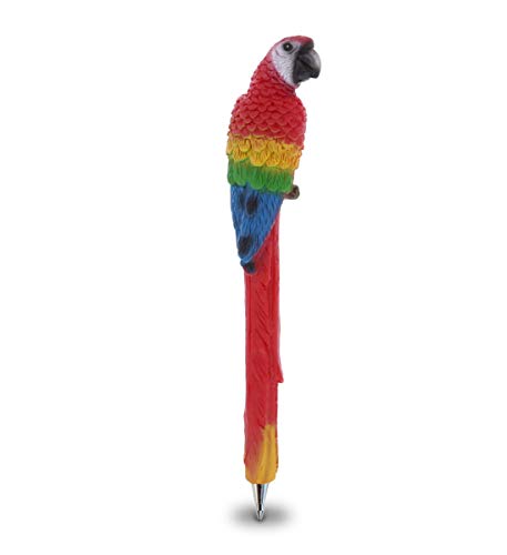 Planet Pens Red Parrot Novelty Pen - Fun Unique Kids and Adults Ballpoint Pen, Tropical Wildlife Animal Writing Pen Instrument For School & Office Desk Decor Accessories