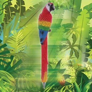 Planet Pens Red Parrot Novelty Pen - Fun Unique Kids and Adults Ballpoint Pen, Tropical Wildlife Animal Writing Pen Instrument For School & Office Desk Decor Accessories