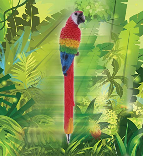 Planet Pens Red Parrot Novelty Pen - Fun Unique Kids and Adults Ballpoint Pen, Tropical Wildlife Animal Writing Pen Instrument For School & Office Desk Decor Accessories