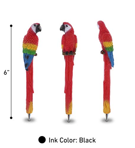 Planet Pens Red Parrot Novelty Pen - Fun Unique Kids and Adults Ballpoint Pen, Tropical Wildlife Animal Writing Pen Instrument For School & Office Desk Decor Accessories