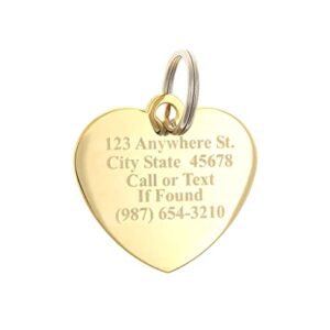 Custom Engraved Personalized Gold-Plated Medium Heart Rhinestones Pet Jewelry Cat Dog ID Tag for Casual Use