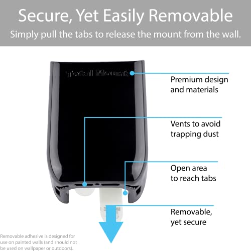 TotalMount Hole-Free Remote Holder – Eliminates Need to Drill Holes in Your Wall (Black Remote Control Holder, Quantity 1)