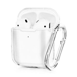 airspo airpods case cover, clear soft tpu protective cover compatible with apple airpods 1/2 wireless charging case with keychain (clear)