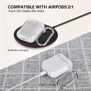 AIRSPO Airpods Case Cover, Clear Soft TPU Protective Cover Compatible with Apple AirPods 1/2 Wireless Charging Case with Keychain (Clear)