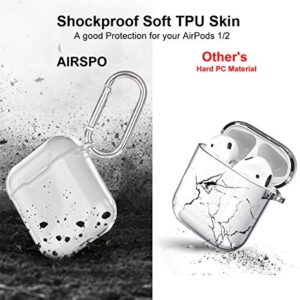 AIRSPO Airpods Case Cover, Clear Soft TPU Protective Cover Compatible with Apple AirPods 1/2 Wireless Charging Case with Keychain (Clear)