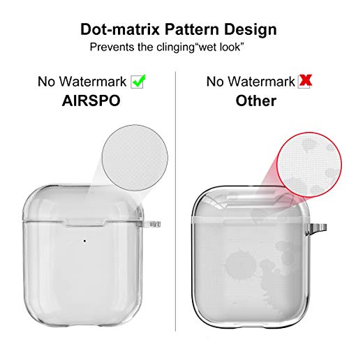 AIRSPO Airpods Case Cover, Clear Soft TPU Protective Cover Compatible with Apple AirPods 1/2 Wireless Charging Case with Keychain (Clear)