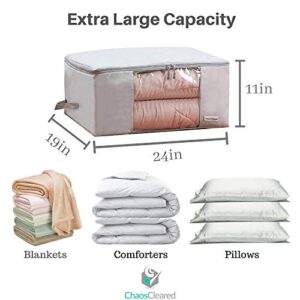 Comforter Storage Bag - Folding Organizer bag for King/Queen Comforters, Pillows, Blankets, Bedding/Quilt, Blanket, Duvet, Mothproof Space Saver; Large Collapsible Organizers, 24"x14"x11"