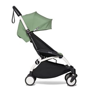 babyzen yoyo2 stroller - lightweight & compact - includes white frame, peppermint seat cushion + matching canopy - suitable for children up to 48.5 lbs