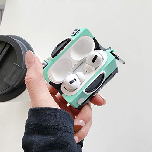 Joyleop(Green Camera) for Airpods Pro 2019/Pro 2 Gen 2022 Case Cover, 3D Cute Cartoon Funny Fun Cool Stylish Pattern,Soft Silicone Air pods Character Skin Keychain Accessories Kits for Airpod Pro 2019